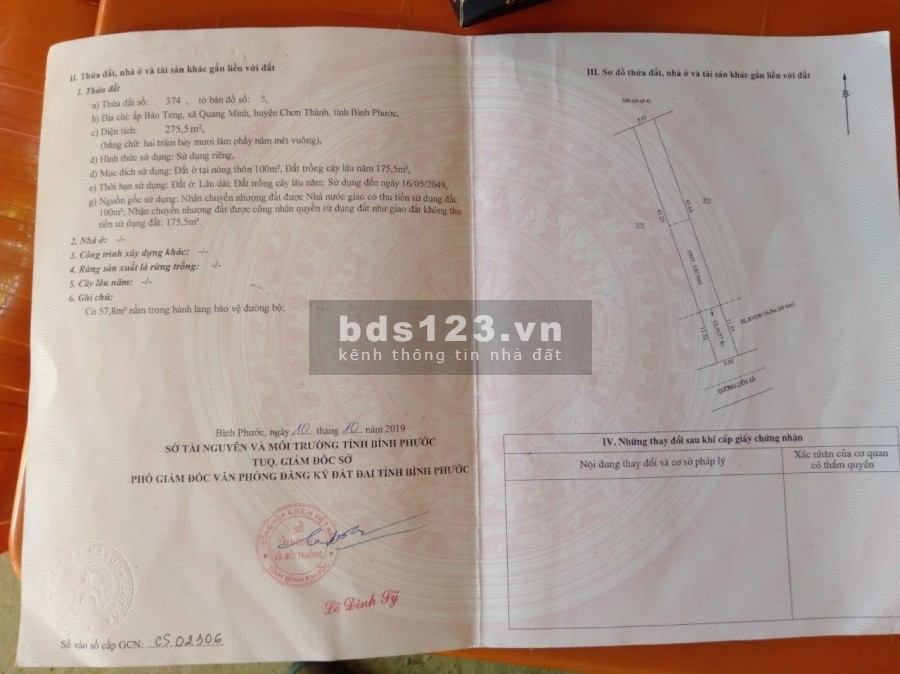 Kẹt tiền ra nhanh lô 275m2 full thổ cư giá chỉ 540tr không thương lượng