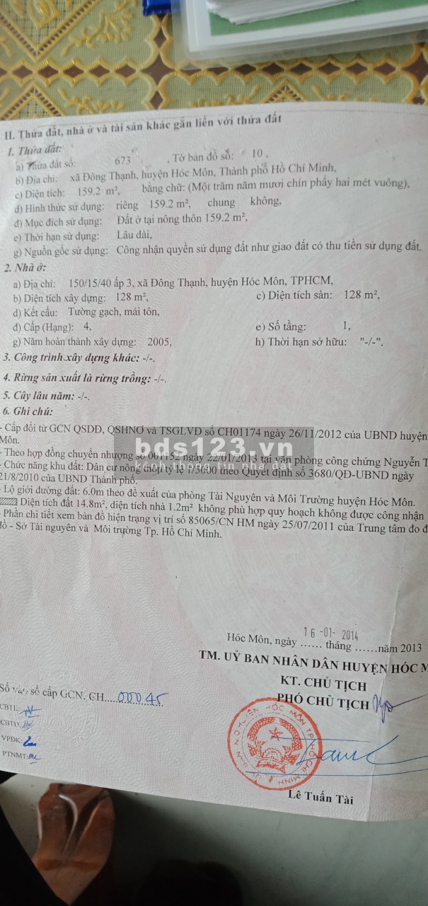 BÁN DÃY TRỌ 10 PHÒNG ẤP 3 ĐÔNG THẠNH HÓC MÔN FULL THỔ CƯ