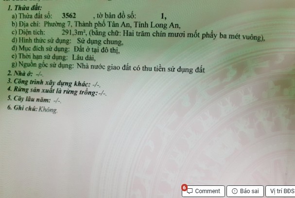 Rẻ như cho! 291.3m² đất thổ Long An mà chỉ 1.6 tỷ