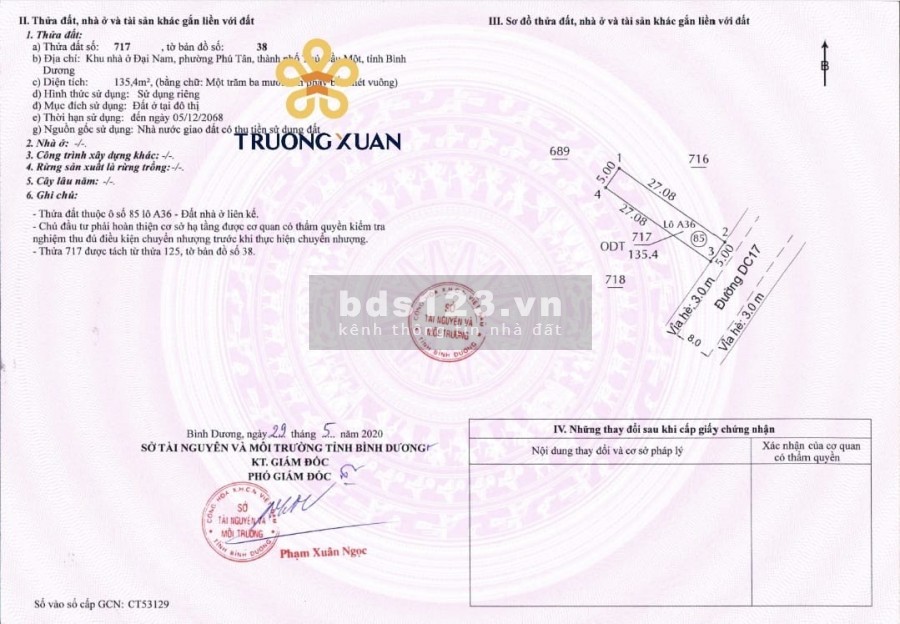Bán đất Đại Nam Bình Dương. Diện tích 135m2. Mặt tiền Công Viên
