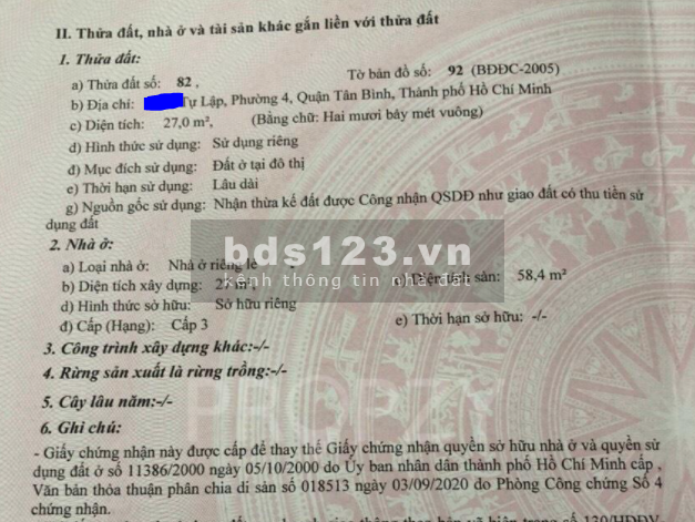Nhà Hẻm Ba Gác, gần MT Tự Lập, P4, Tân Bình, 5x5.5m, nở hậu, 2 tấm, LH: 0938.764.277