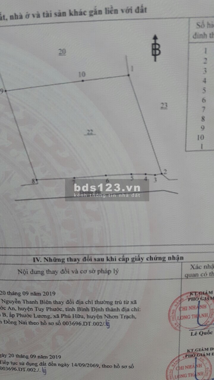 Bán đất huyện Long Thành Xã Bàu Cạn 2 mặt tiền 4404m2 gần sân bay LH: 0907016378