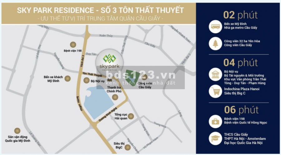 Bán căn hộ 3PN Sky Park Residence - số 3 Tôn Thất Thuyết