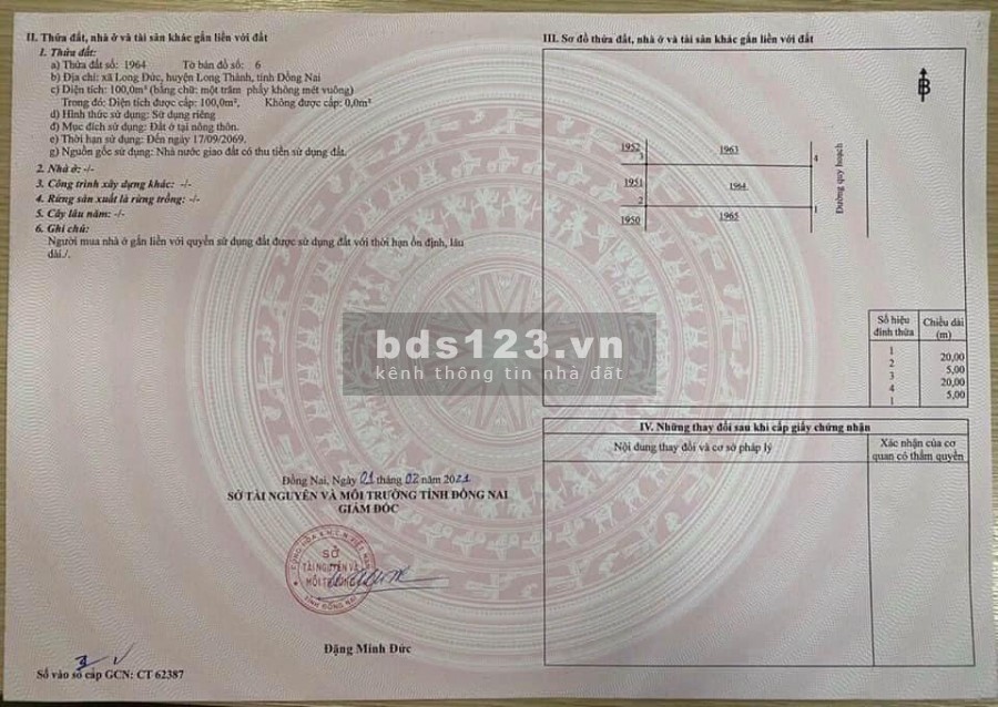 Nền đất 5m x 20m = 100m2 thổ cư 100% xây dựng tự do tại dự Án Gem Sky World tại Long Thành
