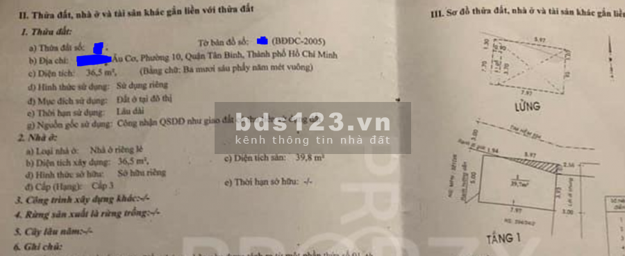 Nhà nát 3MT hẻm 4m Âu Cơ, p10, TB, 8x4.9m, 0938.764.277