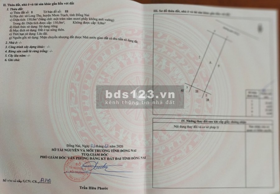 Bán đất Nhơn Trạch, gần đường D1, giá 20 triệu/m2, lh 0899567567