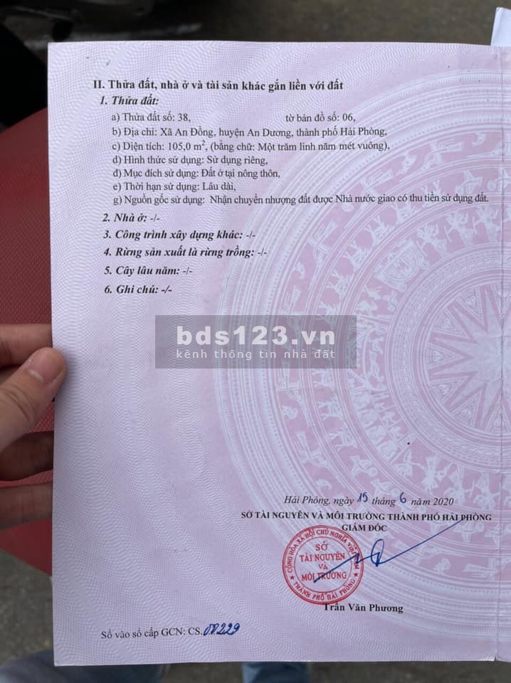 Cần chuyển nhượng lại lô đất kdc Văn Cú, An Đồng, An Dương vuông vắn, địa thế siêu đẹp phong thuỷ tốt