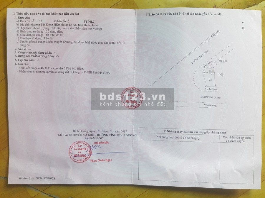 Lô góc khu dân cư xanh Phú Mỹ Hiệp Tp Dĩ An.