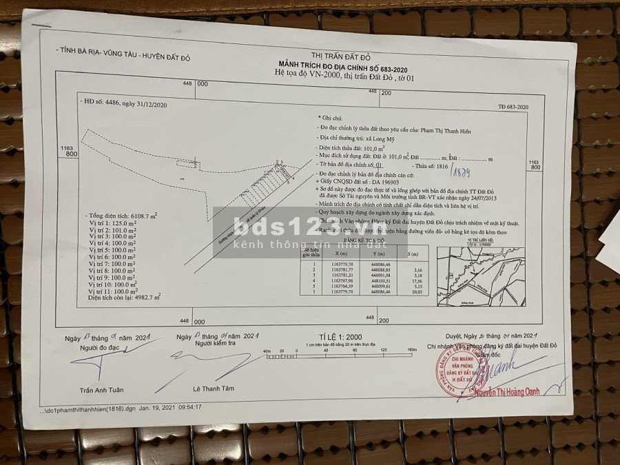 Chủ cần tiền gấp bán lô đất đường nguyễn văn hưng , TT Đất Đỏ , BRVT