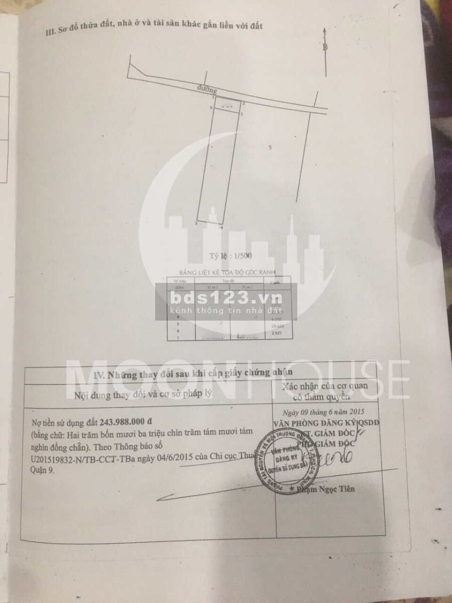 Bán đất phường Long Phước đường hẻm 3m diện tích 181m2 quận 9