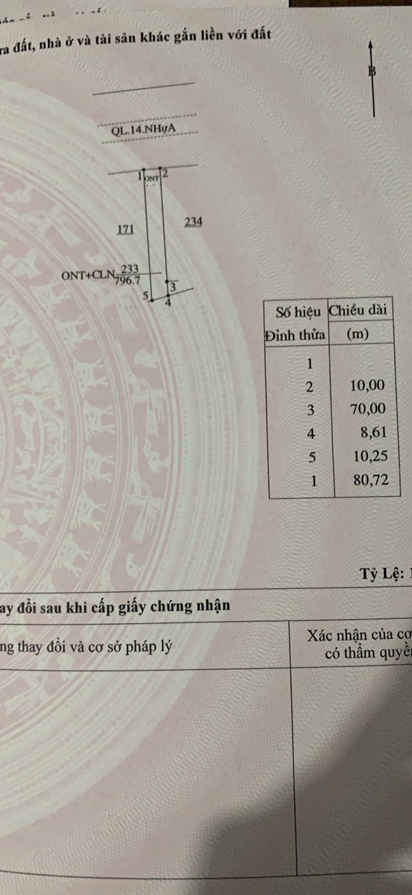 Chính chủ cần bán đất mặt tiền Quốc lộ 14 ngang 20m