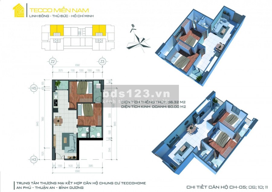 Căn hộ chung cư 2 phòng ngủ, giá rẻ tại Bình Dương