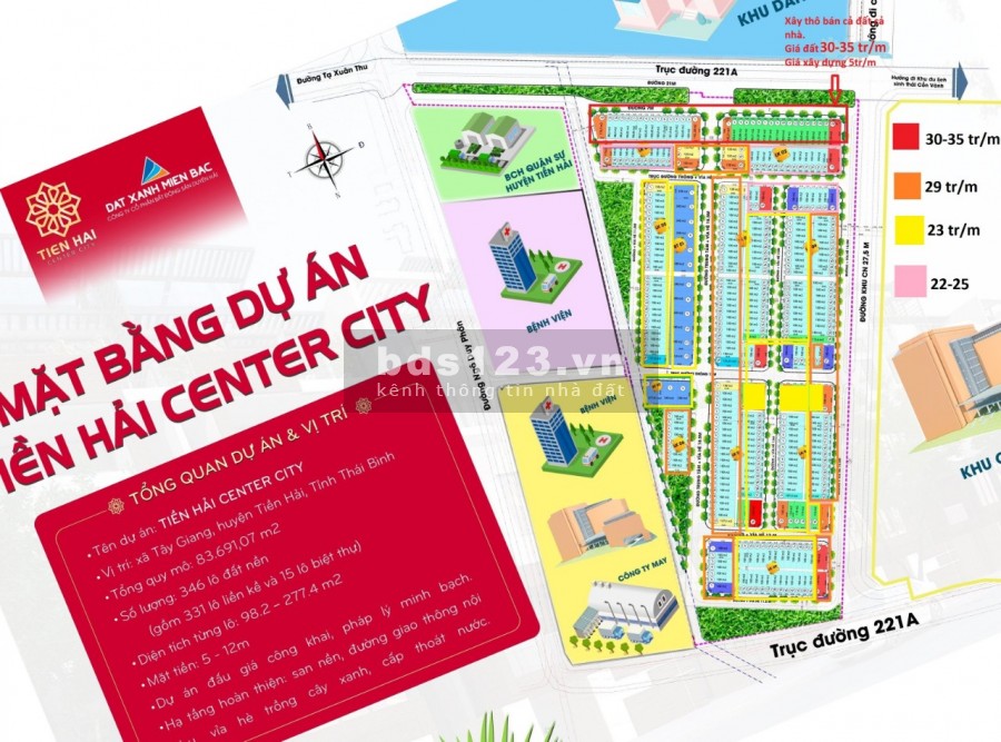 Bán đất có sổ đỏ tại dự án Tiền Hải Center City pháp lý rõ ràng, khu dân cư đông đúc