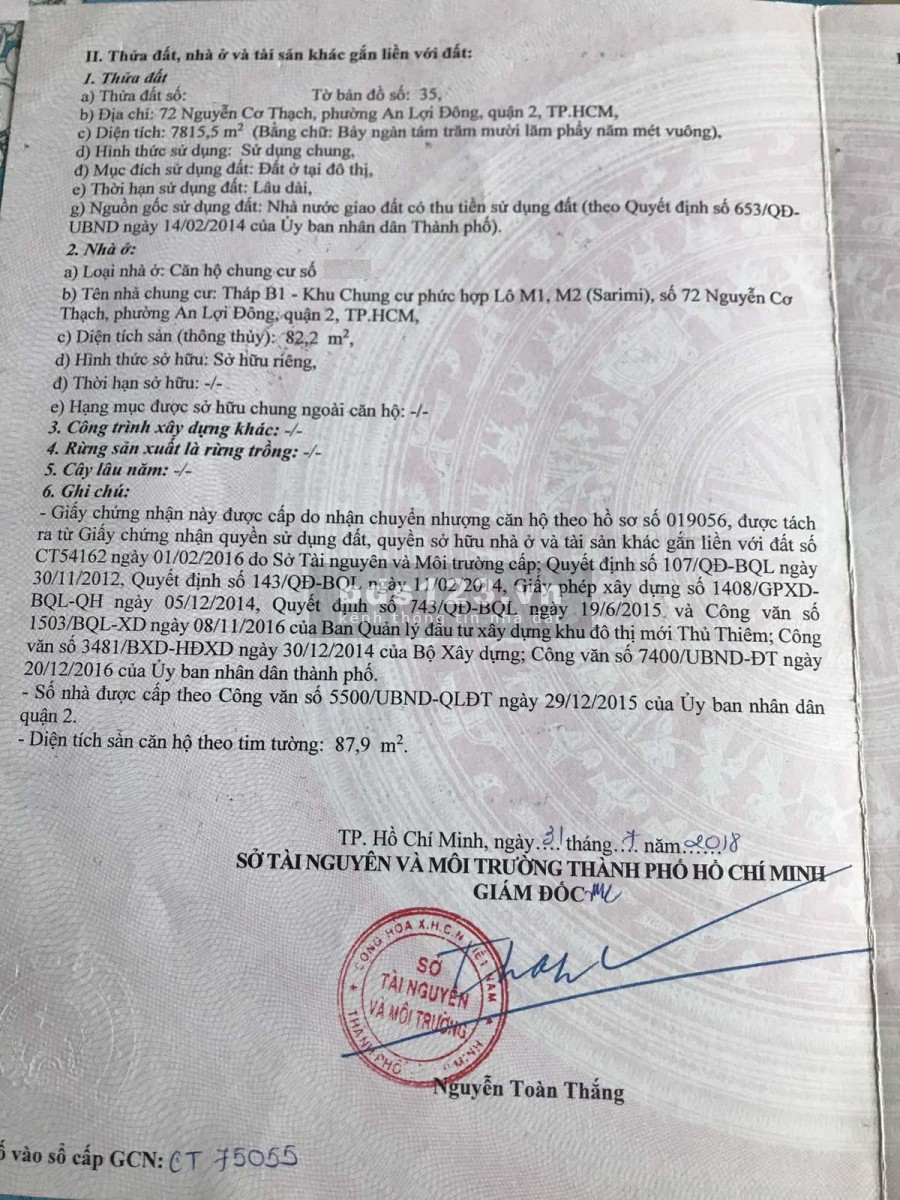 Bán căn hộ 3PN Sarimi Sala, Q2, view thành phố cực đẹp, Sổ hồng. Giá 9.7 tỷ