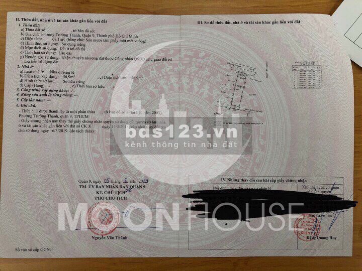 Phường Trường Thạnh Quận 9, Cần bán đất diện tích 68,10 m2