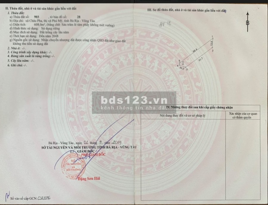 Bán Đất trong KDL Tâm Linh Núi Dinh, Lưng tựa núi, Mặt hướng suối, Sổ sẵn từng nền, Đơn giá F0