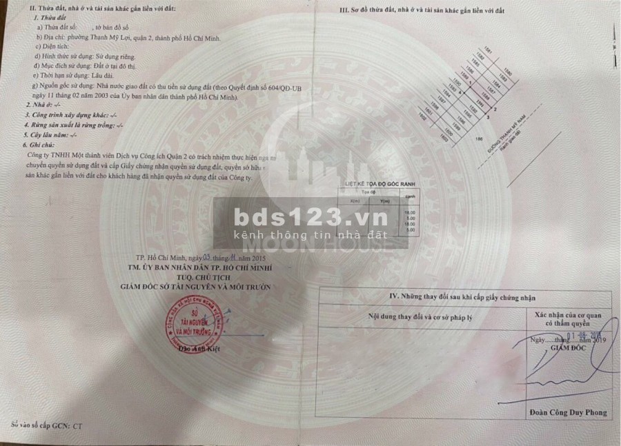 Chủ gửi bán đất quận 2 phường Thạnh Mỹ Lợi