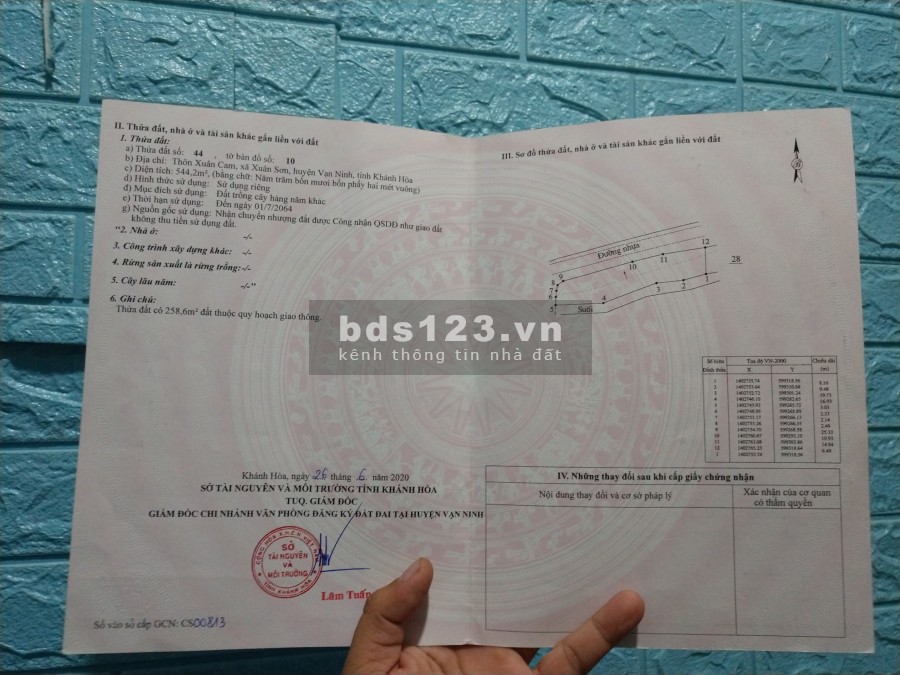Cần bán lô đất tại thôn Xuân Cam xã Xuân Sơn huyện Vạn ninh tỉnh Khánh Hòa