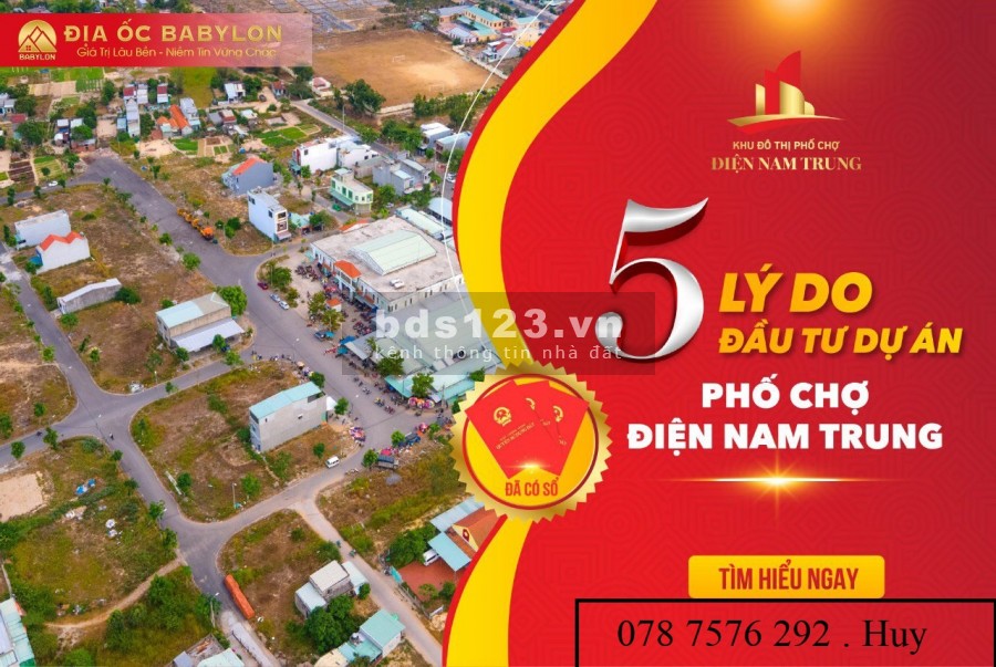 TRẢ TRƯỚC 250 TRIỆU CÓ NGAY SỔ ĐỎ LÔ ĐẤT MẶT TIỀN CHỢ ĐIỆN NAM TRUNG - QUẢNG NAM