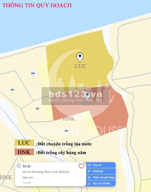 Bán đất xã Phú Đông huyện Nhơn Trạch mặt tiền đường cầu Cát Lái LH 0907016378