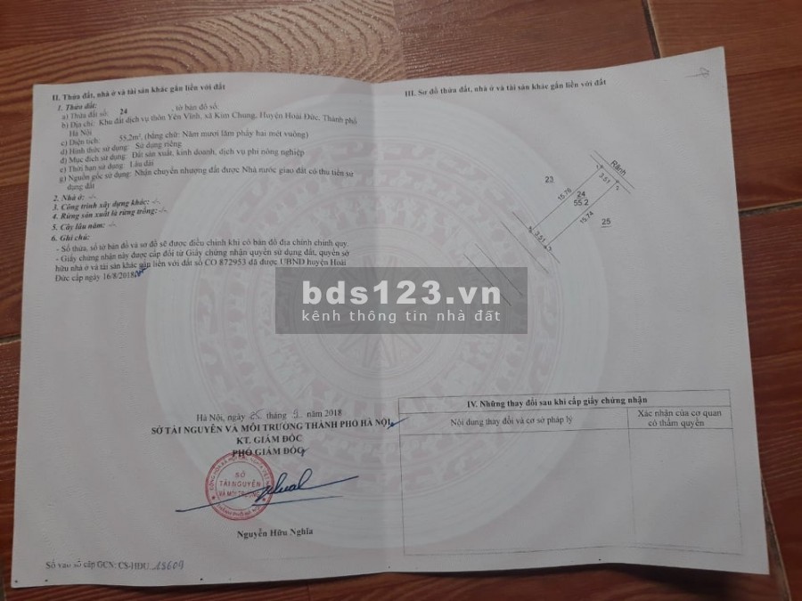 Bán 55m2 Đất dịch vụ Thăng Long 9 sổ đỏ Chính chủ