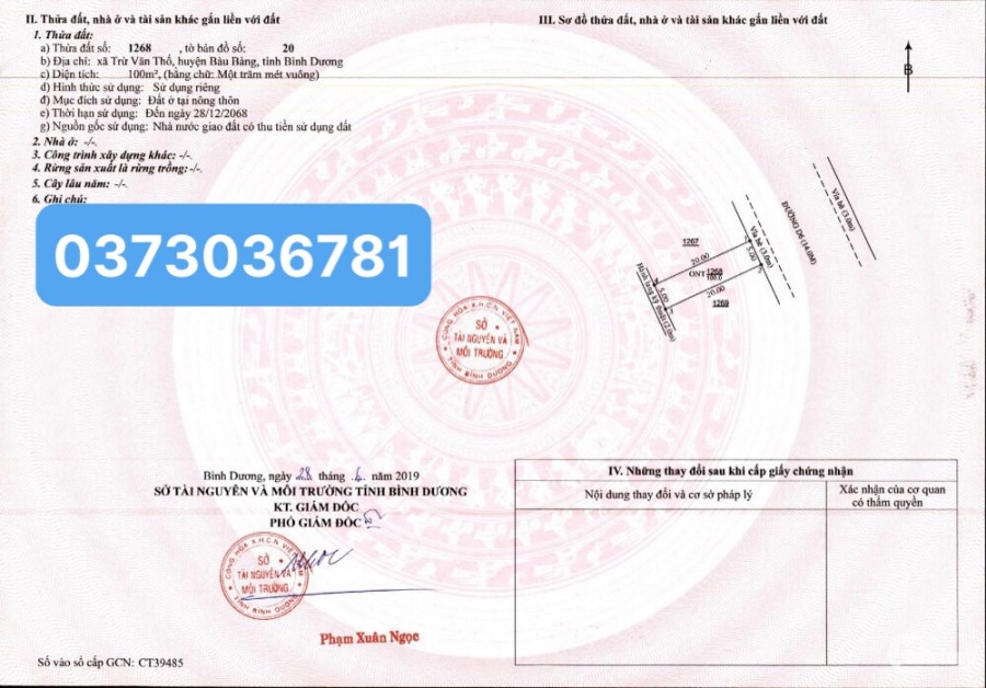 Đất Trừ Văn Thố, huyện Bàu Bàng giá 500 triệu