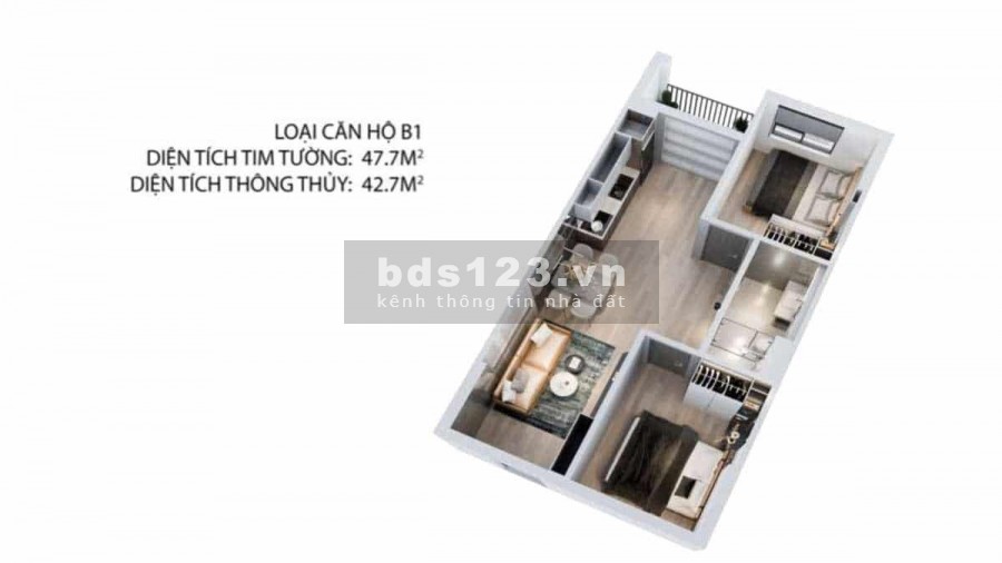 Căn hộ 2 phòng ngủ 47m2 chỉ 1,1tỷ nằm ngay TTHC An Phú Thuận An