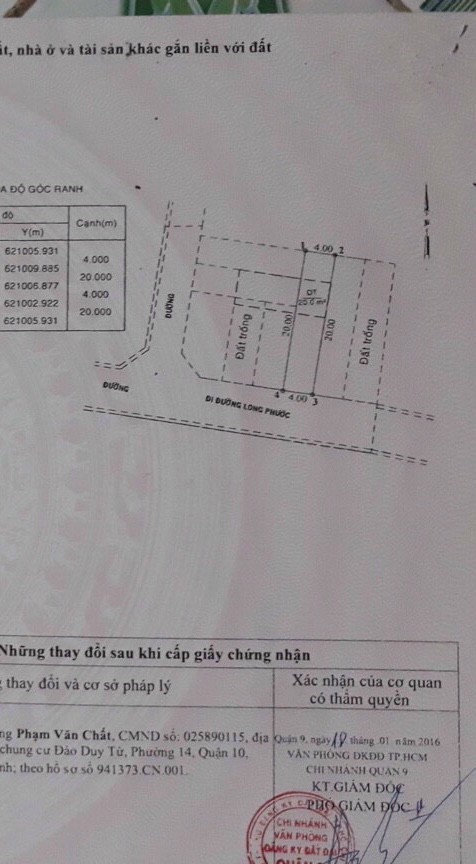 Bán đất đẹp Long Phước khu dân cư hiện hữu 4x20, 3ty050