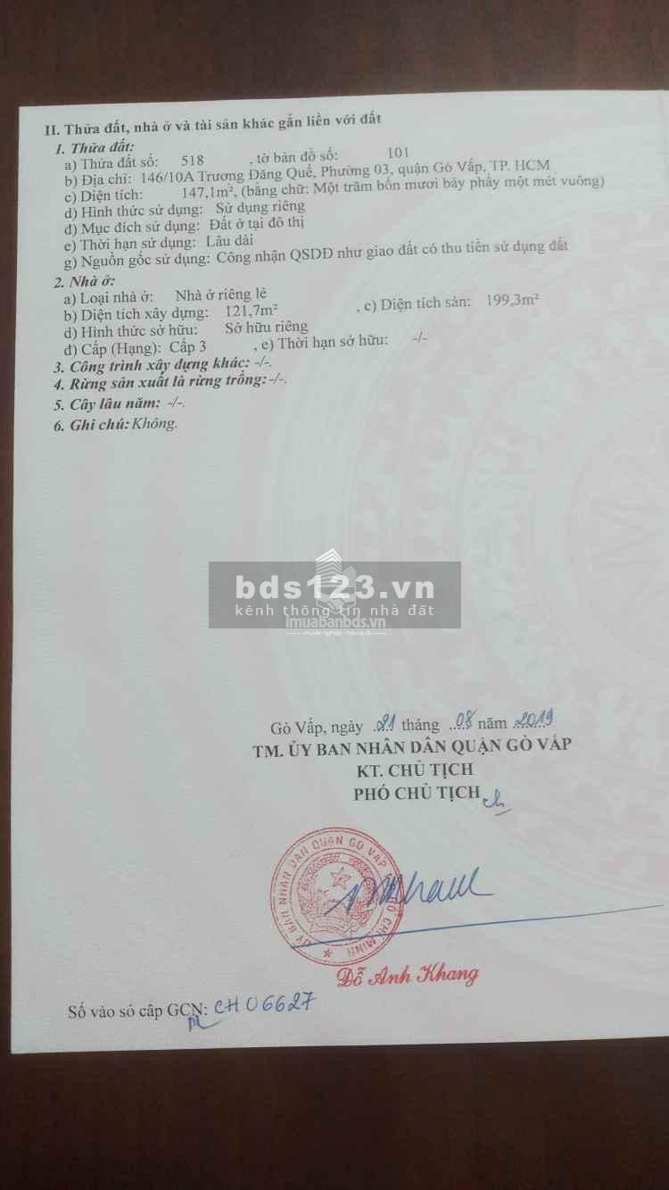 Bán nhà ở quận Gò Vấp, liên hệ để được biết thêm.