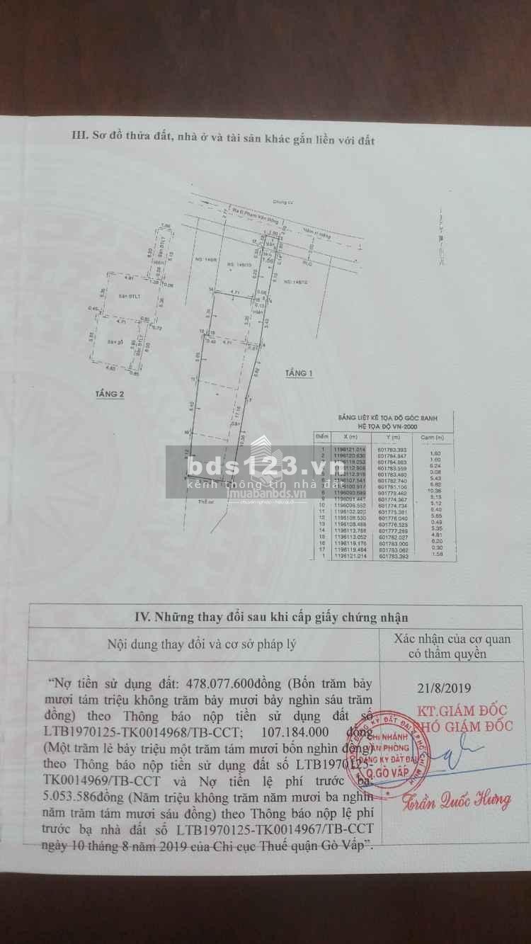 Bán nhà ở quận Gò Vấp, liên hệ để được biết thêm.