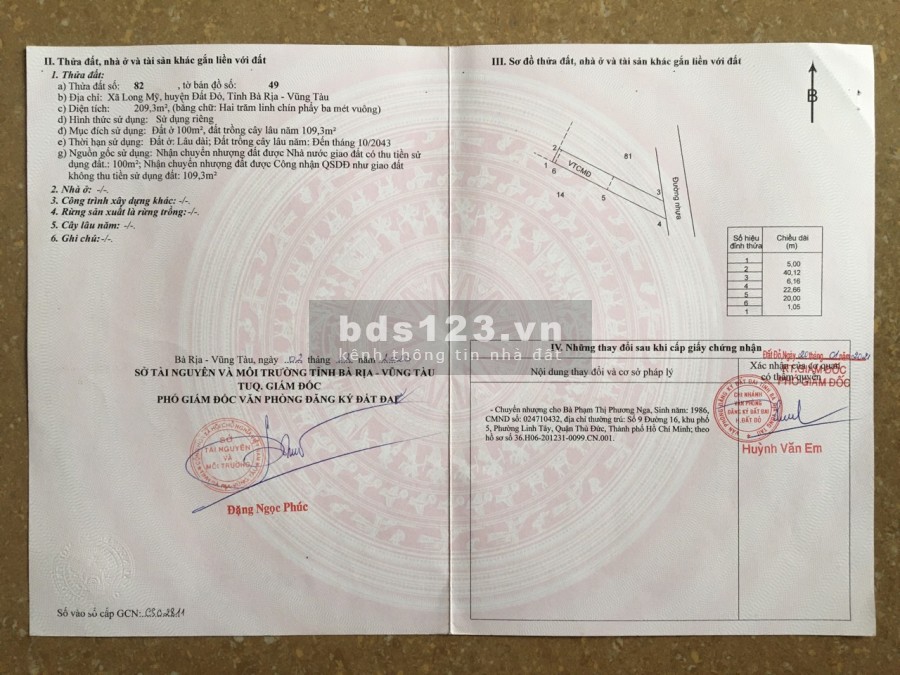 Còn 2 lô duy nhất có 10m mặt tiền đường nhựa 8m, sẵn 200m2 thổ cư, Long Mỹ, Đất Đỏ - Bà Rịa Vũng Tàu.