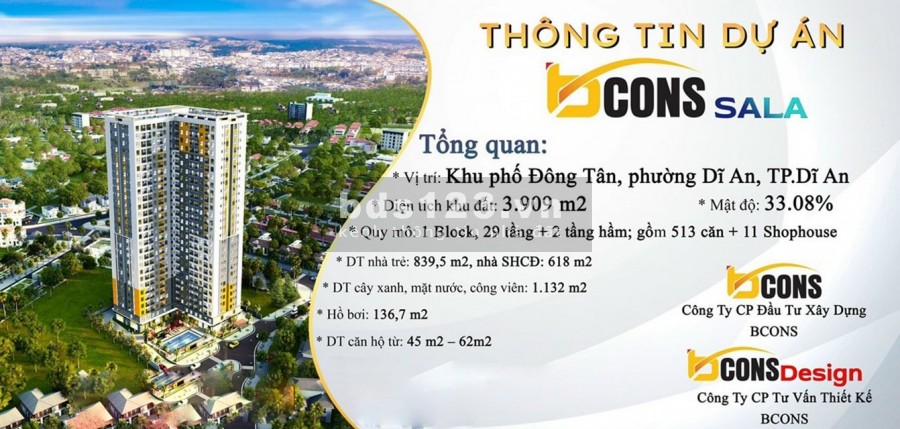 BCONS SALA thanh toán chỉ 399tr ngưng đến khi nhận nhà vào ở 6 tháng mới thanh toán tiếp.giữ chỗ có hoàn lại 100% nếu ko mua