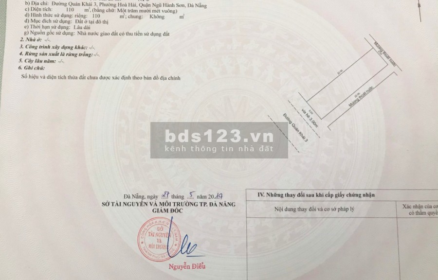 Bán lô đất đẹp 110m2 đường 5m5 Quán Khái 3 đối diện công viên, Chợ Non Nước, Ngũ Hành Sơn