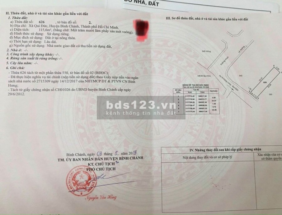 Nhượng lại lô đất tại KDC HTreal Qui Đức. Sổ hồng riêng. Xây dựng tự do.Ngân hàng hỗ trợ vay 70%