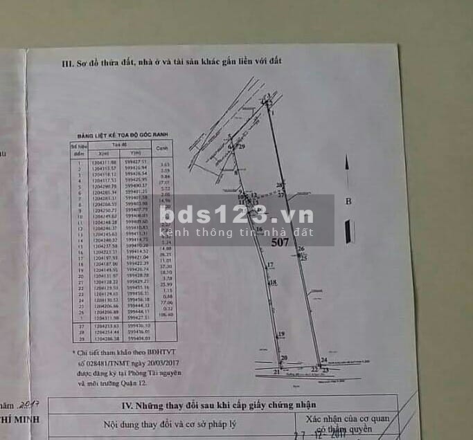 Chỉ 5tr/m2 Đất thổ cư dt 27x178m Quận 12 giá chỉ 25 tỷ TL