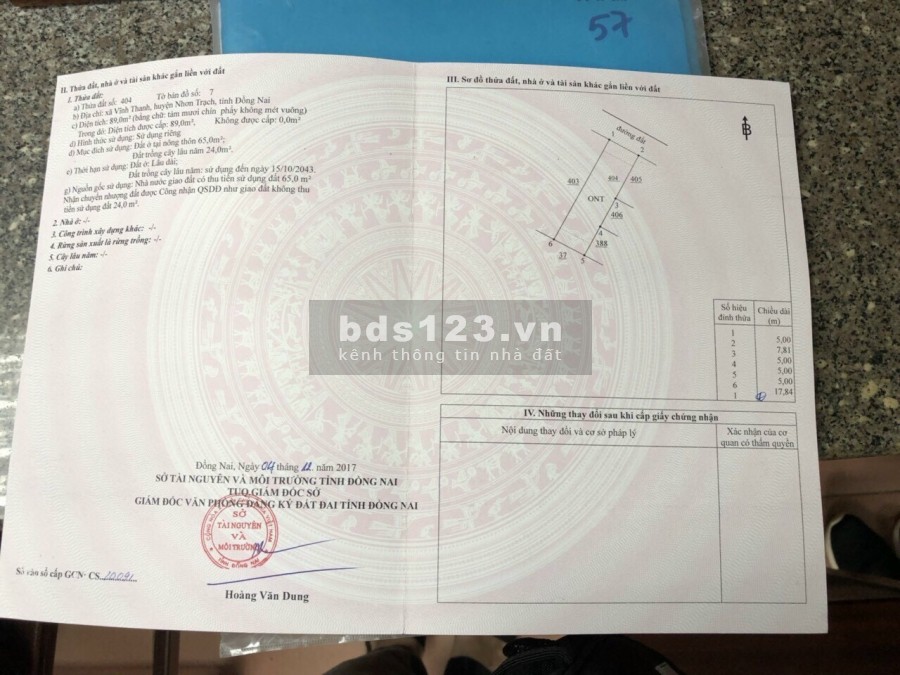 Đất Nhơn Trạch 89m2 đường đẹp khu dân cư xã Vĩnh Thanh