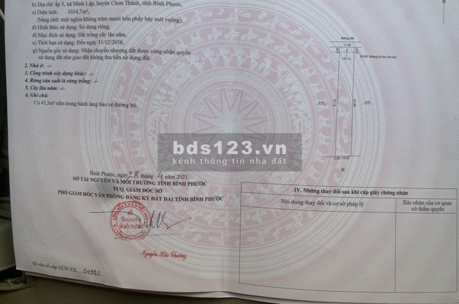 Gấp - đưa ba ra bắc chữa bệnh nên cần bán lô 6000m2 ở Bình Phước giá chỉ 390 tr/lô, sổ hồng riêng