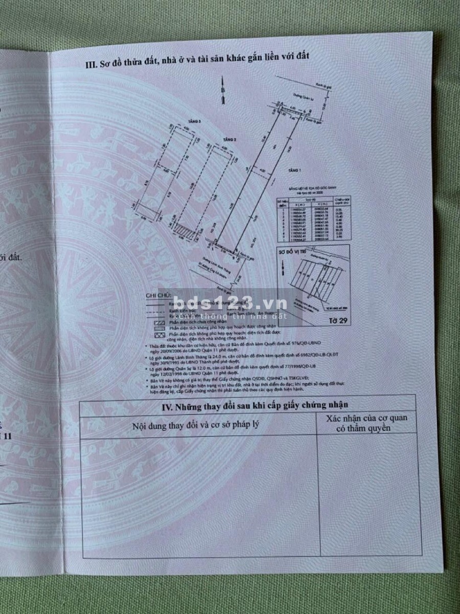 Bán nhà mặt tiền đường Lãnh Binh Thăng, phường 11 ,quận 11
