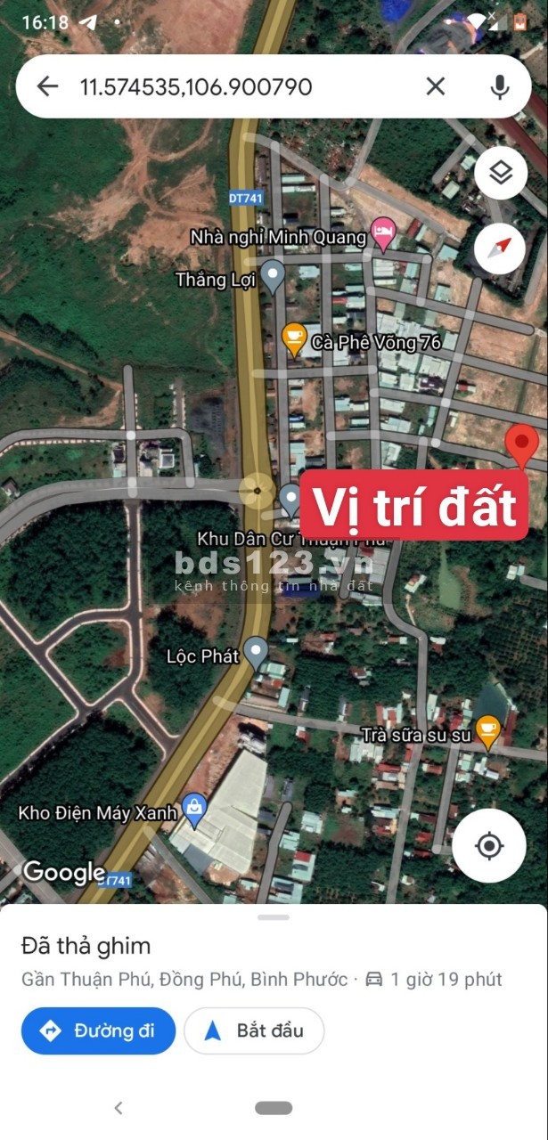 Bán 2 lô khu dân cư Thuận Phú cách DT741, 300M vòng xoay Hồ Xuân Hương Đồng Phú Bình Phước