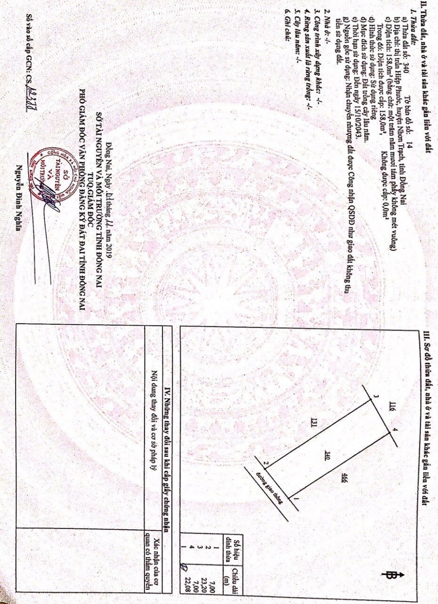 Bán đất chính chủ 158m tại Thị Trấn Hiệp Phước, Huyện Nhơn Trạch, Tỉnh Đồng Nai