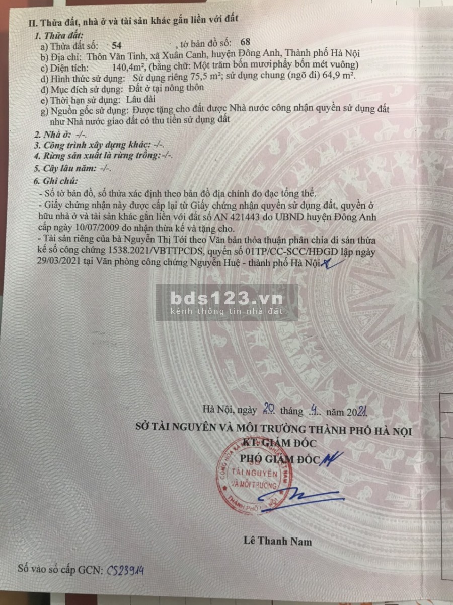 Đất rộng giá bình dân, Đông Anh, Hà Nội nở hậu 5.45m