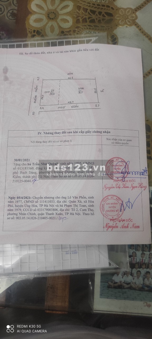 Bán 522m/300m đất ở lâu dài tại thô Đông Nam, Nam Phương Tiến, view Hồ Văn Sơn thoáng, cách Hồ Văn Sơn 100m