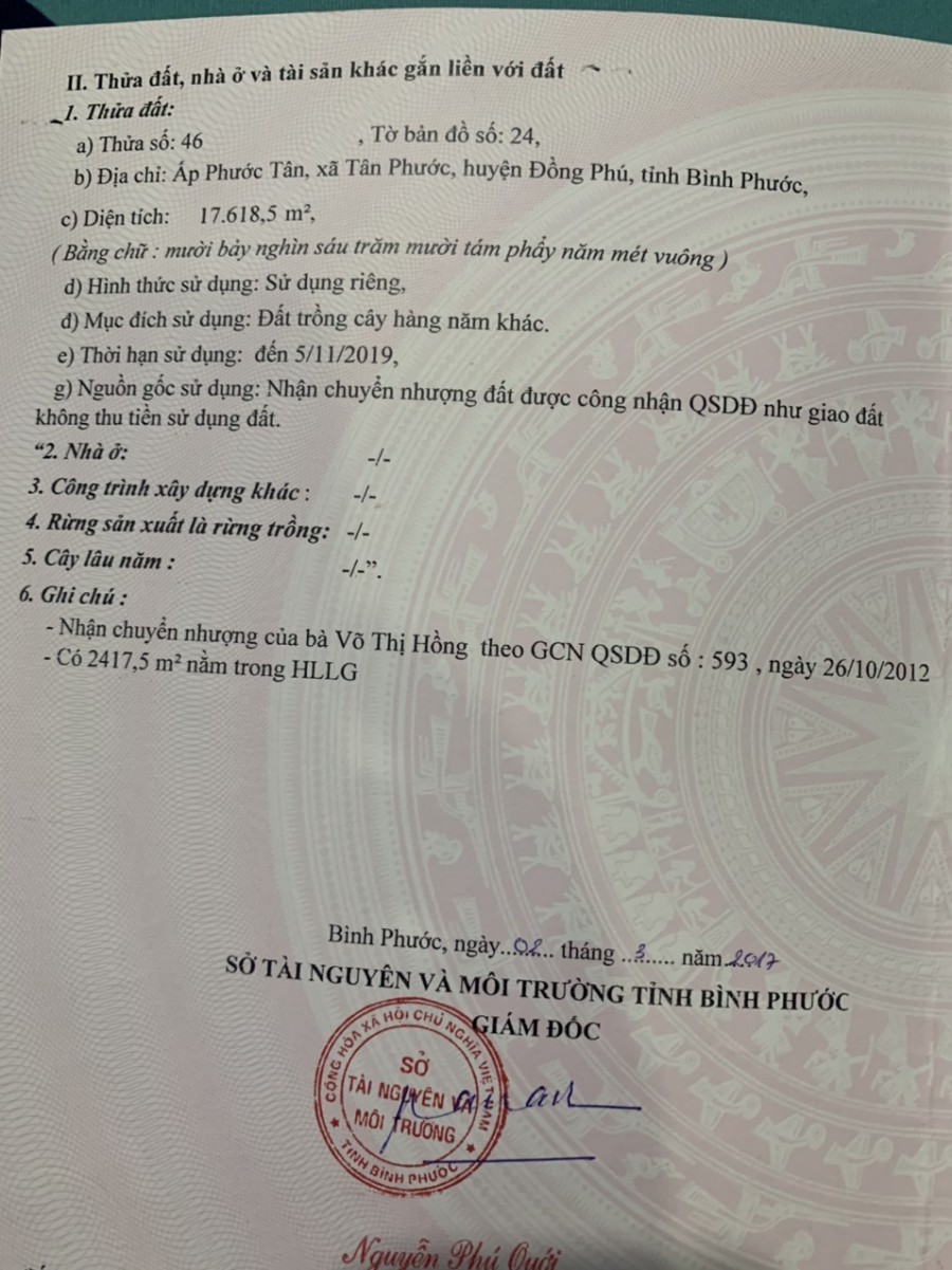 Bán đất Ấp Phước Tân,Xã Tân Phước,Huyện Đồng Phú,Tỉnh Bình Phước