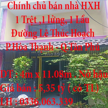 Chính chủ bán nhà HXH Đường Lê Thúc Hoạch, Quận Tân Phú