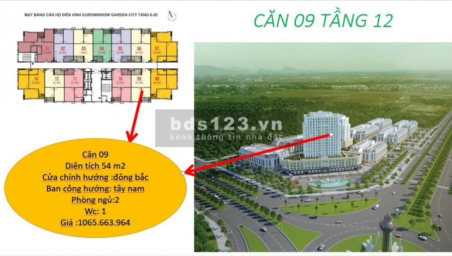 Sang nhượng gấp căn chung cư Eurowindow 2pn