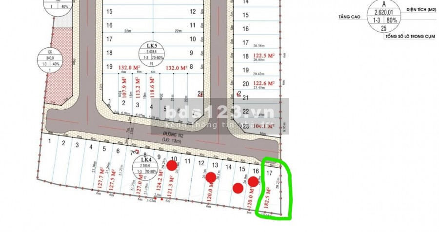 Khách cần tiền bán gấp lô 182,5m2, giá chỉ 6,3tr/m2