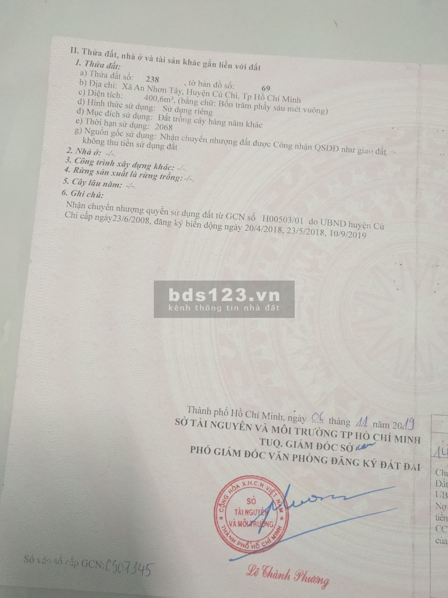 Bán đất thổ cư ngay mặt tiền tỉnh lộ 7, Củ Chi