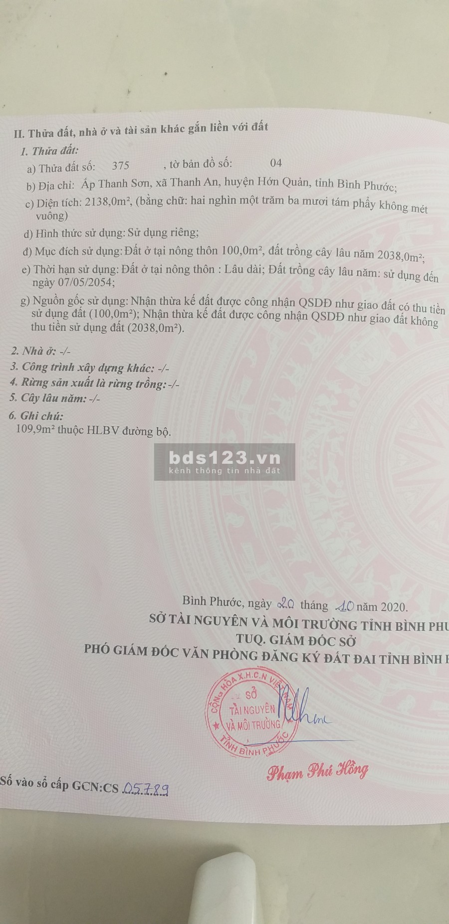 Cần bán đất mặt tiền đường nhựa 42m chuẩn bị làm
