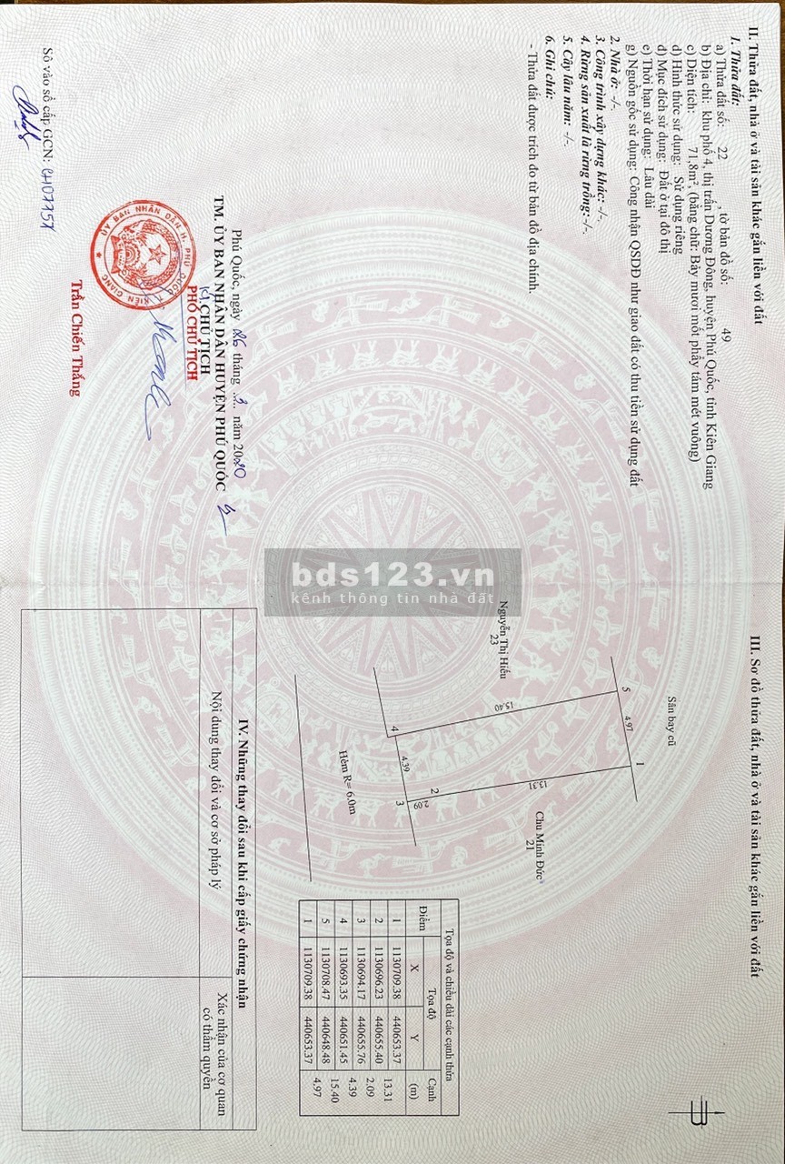 Chính chủ bán lô đất giáp ranh sân bay cũ Phú Quốc, dt 119m2