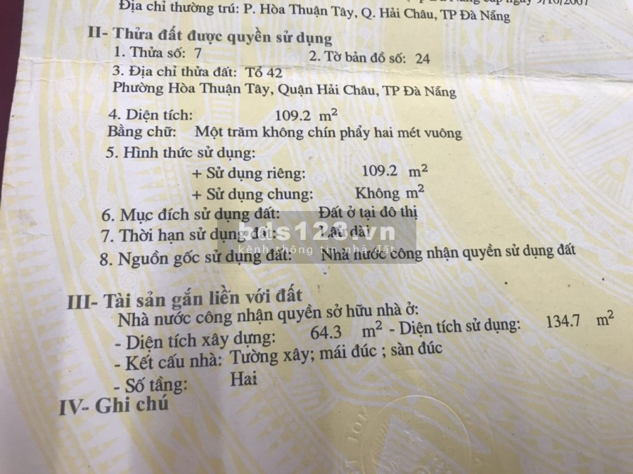 Bán 2 căn nhà ngay trung tâm Hải Châu Đà Nẵng